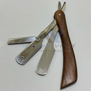 Unique Design <b>Wooden</b> Handle Barber Straight Razor Stainless Steel Blade <b>Swing</b> Lock Shaving Razor for Men Wet Shaving Smooth Hair - Product Image 4