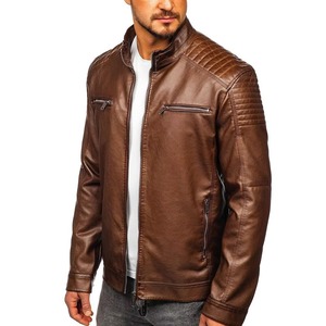 Men's Stylish Slim Fit Breathable High Grade Leather <b>Jacket</b> Stand Collar <b>Heated</b> Cotton Lined Winter Fashion Wear Leather <b>Jacket</b> - Product Image 2