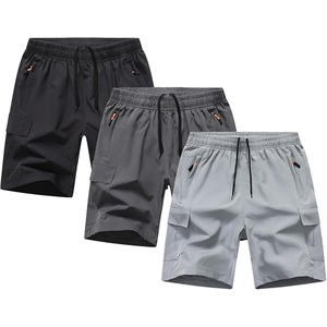 Men's Solid Color Cargo <b>Shorts</b> Mid Waist Drawstring Closure Quick Dry Bermuda <b>Shorts</b> with Pockets Casual Wear - Product Image 4