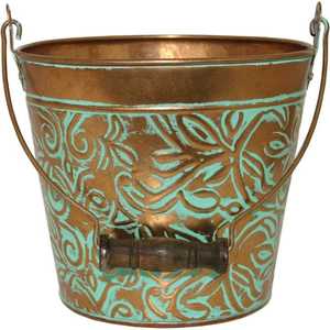 Rustic Galvanized Metal Rectangular Planter with Handle Durable Lightweight Outdoor Planter for <b>Garden</b> Use - Product Image 4