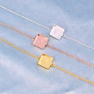 Handmade 925 <b>Silver</b> 18k Gold 10mm Square Blank Bezel Cup Chain <b>Bracelet</b> Setting Breastmilk Keepsake DIY Resin Jewelry Findings - Product Image 3