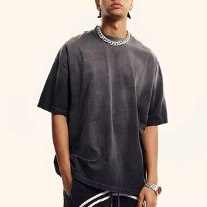 OEM ODM New Design Customizable 100% Cotton Streetwear Men T-Shirt Loose Fit Acid Wash Drop Shoulder Boxy T Shirt For Men - Product Image 3