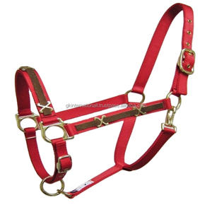 Sangle en nylon de qualité supérieure plusieurs couleurs licou de cheval en nylon avec conchos décoratifs sur le nez et les joues boucle à double couronne réglable - Product Image 1