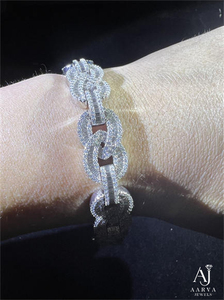 925 Sterling <b>Silver</b> Moissanite Cuban Link <b>Bracelet</b> Iced Chain <b>Bangle</b> Round Brilliant Unisex for Engagement Wedding Party - Product Image 5