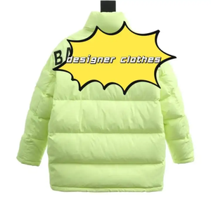 Light Green Unisex Puffer Jacket Windproof <b>Thick</b> <b>Winter</b> <b>Coat</b> Casual Style Stand Collar Zipper Closure Polyester Material - Product Image 3