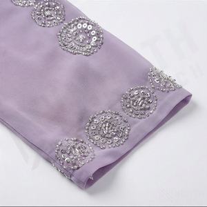 Ensemble Abaya Longue Élégante et Décontractée d'Été à Col Ouvert pour Événements Spéciaux, Robe Musulmane Modeste pour Femmes avec Perles - Product Image 5