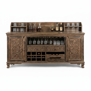 ตู้บาร์ไม้แกะสลักลายกุหลาบคุณภาพเยี่ยม สำหรับใช้ในบ้านและโรงแรม พร้อมจัดส่งทั่วโลก - Product Image 1