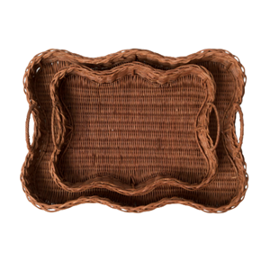 Scalloped Rattan Storage <b>Basket</b> Customize Color, Eco-Friendly <b>Wicker</b> Tray For Tabletop Decor Premium Vietnam Rattan Organizer - Product Image 4