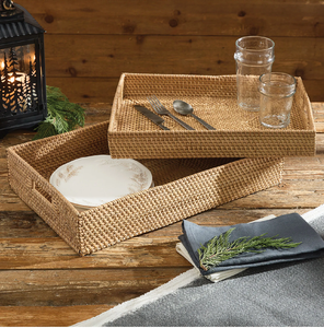 Bandeja Rectangular de Mimbre Tejida Estilo Boho con Asas Recortadas, Pieza Antigua, para Almacenamiento y Decoración, al Precio Más Bajo - Product Image 6