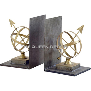 Top Simple Stylish Aluminum Metal Handicraft Golden Finished Decorative Bookend Set Of 2 For Home And Office - Product Image 6
