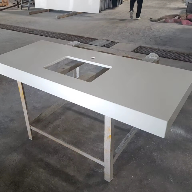 Pure White Water Resistant Artificial Quartz Slabs for Modern Kitchen Bathroom Dining Living Room Countertops & Vanity Tops