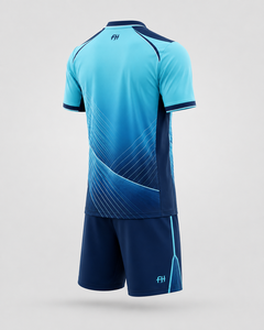Fly Humble Men's Soccer Jersey Set V-Neck Short Sleeve Gradient Blue Moisture Wicking <b>Athletic</b> Wear All Seasons wholesale - Product Image 4