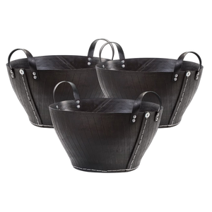 Panier multifonction en caoutchouc recyclé avec poignée, fait main, durable, pour pot de fleurs en pneu, organiseur de rangement de jardin écoresponsable - Product Image 1