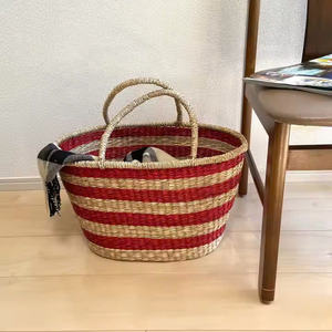 Cesta de compras ecológica de jacinto de agua natural con asa para almacenamiento de ropa, diseño moderno - Product Image 5