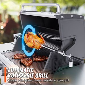 Kit Girarrosto Elettrico Universale in Acciaio Inossidabile per Barbecue con Motore da 9W e Funzione di Grigliatura Automatica - Product Image 2