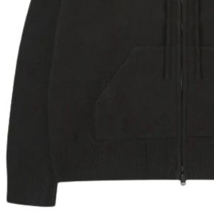 Sudadera con Capucha de Punto con Cremallera y Emblema para Hombre, Sudadera Negra Cómoda y Elegante con Bolsillo Delantero, Sudadera de Punto Premium con Emblema - Product Image 3