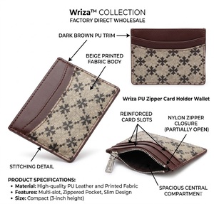 Cartera de PU con cremallera Wriza, venta al por mayor directa de fábrica, tarjetero estampado para mujer, bolso corto de diseñador de moda con cremallera - Product Image 2