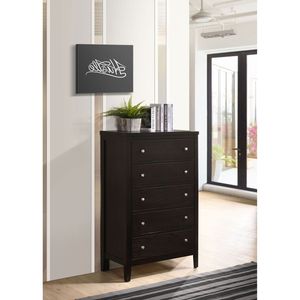 Comò elegante a 5 cassetti Payton Warm Brown con finitura marrone caldo - Product Image 1