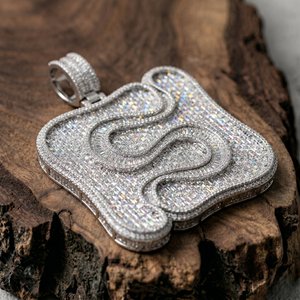 Pendentif initial 3D ondulé Hip Hop en argent 925, personnalisé avec lettres en diamants Moissanite VVS, personnalisations disponibles - Product Image 5