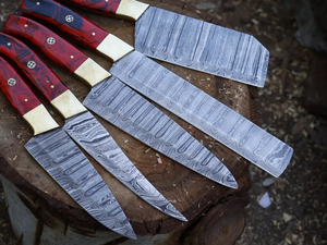 Premium LEGACY BLADES 5-Piece Damascus Steel <b>Kitchen</b> Chef <b>Knife</b> Set with Resin Handles Ambidextrous Design Durable <b>Sharp</b> Blades - Product Image 4