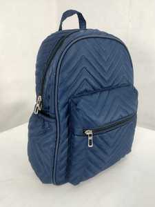 Mochila Grande Cuadrada Azul de Poliéster Acolchado con Costuras Chevron, Bolsillo con Cremallera, Ligera, Informal, para la Escuela, Viajes, para Mujer - Product Image 2