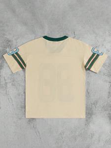Maillot de football vintage personnalisé en maille, style streetwear oversize, avec numéro graphique en strass, col en V, vente en gros, maillot de football américain - Product Image 6