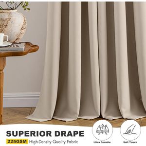 Tende Oscuranti Termoisolanti Taupe da 63 Pollici per Camera da Letto e Soggiorno, con Occhielli, 2 Pannelli, Tende Oscuranti per Ambienti - Product Image 1