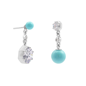 Fashionable Natural White Topaz & Turquoise Gemstone Prong Setting Drop <b>Earring</b> Solid 925 Sterling Silver <b>Fine</b> <b>Earring</b> For Women - Product Image 2
