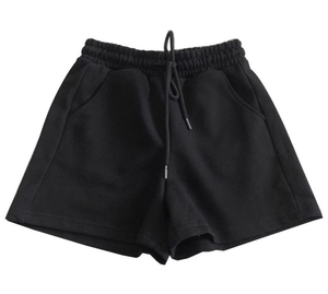 Shorts de survêtement noirs vierges pour hommes, vente en gros, taille élastique personnalisable, style streetwear, confortables, en coton bouclette, pour le sport et la détente - Product Image 1