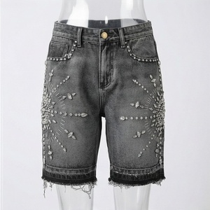 Pantalones Vaqueros Cortos de Cintura Alta para Mujer, a la Moda, Rotos, Casuales, de Verano, para Uso en Exteriores, Color Personalizado - Product Image 1
