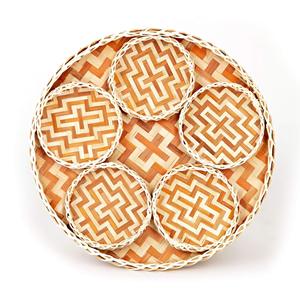 Plateau rond en bambou à des fins décoratives, prix le plus bas, plateaux en fibres naturelles, vente en gros, décoration intérieure - Product Image 6