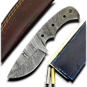 Kit de Fabricación de Cuchillos de Acero de Damasco de Grado Industrial Hecho a Mano, Hoja en Bruto, Funda de Cuero, Mango de Madera, Cuchillas para Caza - Product Image 1