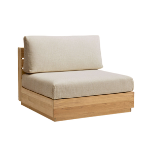 Sillón Modular de Lujo para Exteriores, Madera de Teca Sólida, Respaldo Abierto, Cojines Profundos Tapizados, Muebles Contemporáneos para Jardín o Villa - Product Image 3
