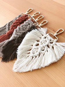Stylish Leaf Design Macrame Keychain Handmade Hanging Charm Ideal for <b>Keys</b> Bags <b>Purse</b> Aesthetic And Home Decor Accessory - Product Image 5