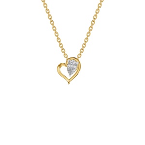 Collier pendentif cœur pour femme, plaqué or 18 carats, diamant taille poire serti griffe, chaîne maille forçat, romantique, pour usage quotidien - Product Image 1