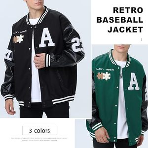 Retro Baseball Varsity Jacket for Men & Women – Casual College Style Bomber Jacket with <b>Button</b> Closure, Ribbed He, Comfortable - Product Image 4