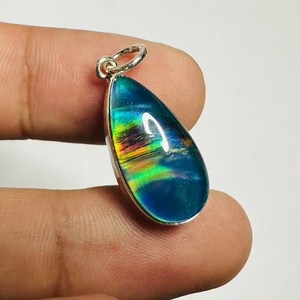 NIKHIL GEMS Pendentif Goutte d'eau en Opale Aurore Vintage Fait Main en Argent Sterling 925 Certifié par un tiers Breloque en Pierre Précieuse - Product Image 2