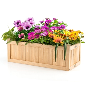 Large Rectangular Outdoor <b>Wooden</b> Planter Box Long Rustic Cedar Wood Flower Pots Raised <b>Garden</b> Container <b>Trough</b> For Patio Lawn - Product Image 4