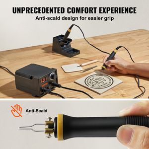 Kit per Pirografia a Doppia Uscita con Temperatura Regolabile 200~700 Gradi Celsius, Display, 2 Penne per Pirografia, 23 Punte in Filo Metallico, 4 Accessori per Artigianato - Product Image 6