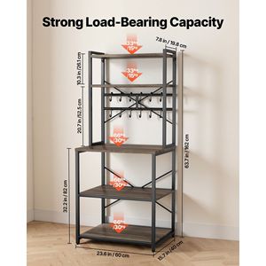 23.6-Inch <b>Kitchen</b> Bakers Rack with X-Shaped Support Bar & 12 S-Shaped Hooks Double-Layer Top <b>Kitchen</b> <b>Storage</b> Stand - Product Image 3