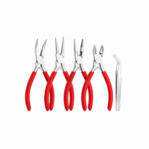 MANAN INSTRUMENTS Juego de Pinzas Redondas de Acero Inoxidable para Joyería con Mangos Rojos para Manualidades, 5 Piezas, Incluye Pinzas - Product Image 6