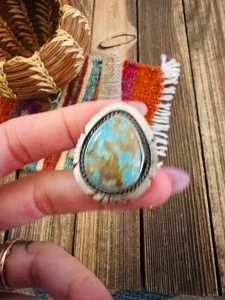 Paige Wallace Turquoise <b>Adjustable</b> <b>Ring</b> Sterling Silver Handmade Southwestern Boho Statement Jewelry Artisan Gift for Her - Product Image 2