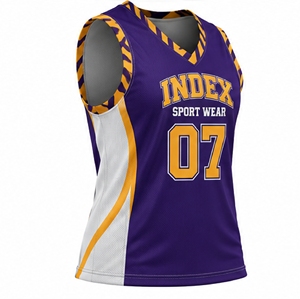 INDEX เสื้อบาสเก็ตบอลผู้ชายสีม่วงคอวีแขนกุดหมายเลข 07 ชุดกีฬาตาข่ายระบายอากาศได้ - Product Image 3