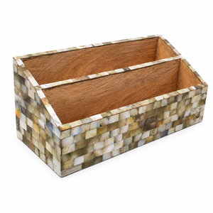 Boîte à bijoux multifonctionnelle moderne artisanale avec incrustation de nacre |   Organisateur de rangement décoratif - Product Image 1