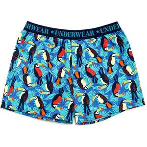 Boxer basique pour homme en coton tricoté, motif ours polaire bleu, taille mi-haute, respirant et à motifs - Product Image 3