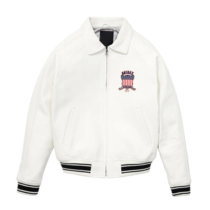 Huzu Enterprises White <b>Bomber</b> Jacket <b>Men</b> HIGH STREET Style Zipper Front Waterproof Crew Neck Regular Fit Winter Outerwear - Product Image 1