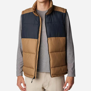 Gilet matelassé sans manches pour homme, color block, avec fermeture éclair sur le devant, à capuche, décontracté, respirant, en polyester, coupe-vent, pour l'hiver - Product Image 1