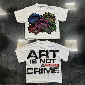 T-shirt à manches courtes pour homme, imprimé monstre de dessin animé, col rond, coupe classique, style streetwear, tissu jersey 100% coton - Product Image 6
