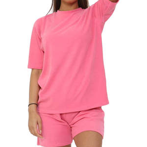 Ensemble T-shirt et short décontracté pour femme, collection été, haute qualité, sur mesure, motif uni, style streetwear - Product Image 4