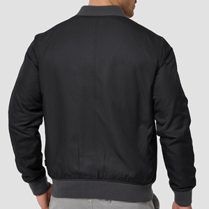 Chaqueta Bomber Negra para Hombre, Cierre de Cremallera, Estilo Casual, Cuello Redondo, Material de Poliéster, Ropa de Invierno, Diseño con Parches y Letras, Estilo Urbano - Product Image 3